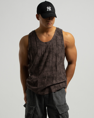 Men's Ripped Pleated Sleeveless Muscle Shirt