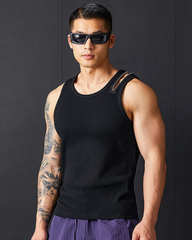 Men's Threaded Sports Stretch Sleeveless Muscle Shirt