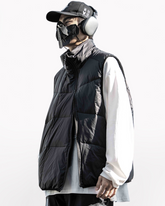 Outdoor Diagonal Zipper Unisex Winter Puffer Vest