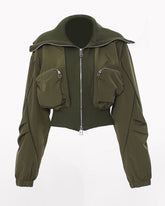 Oversized Collar Multi-pocket Baseball Jacket