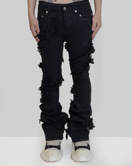 Punk Opium Style Raw Edge Y2K Flared Jeans