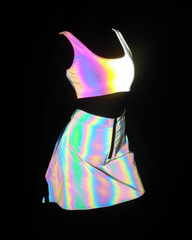 Reflective Rave Clothing Shiny Skirt Tank Two Piece Set