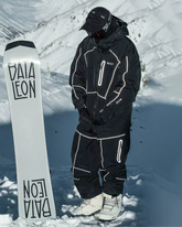 Ski Wear Black Reflective Waterproof Windproof Oversize Ski Suit - Men's