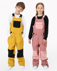 Ski Wear Snowboard Gear Color-Block Kids Ski Bib