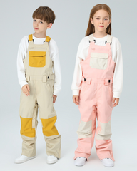 Ski Wear Snowboard Gear Color-Block Kids Ski Bib