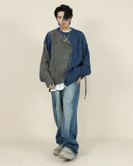 Stitching Patchwork Round Neck Sweater