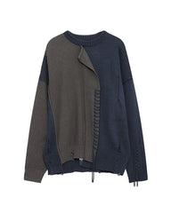 Stitching Patchwork Round Neck Sweater
