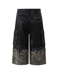 Street Distressed Patchwork Camo Baggy Jorts