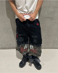 Street Distressed Patchwork Camo Baggy Jorts