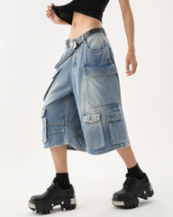 Street Multi-Pocket Women Cargo Baggy Jorts