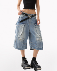 Street Multi-Pocket Women Cargo Baggy Jorts