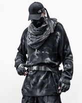 Street-Style Washed Tie-Dye Distressed Sweater