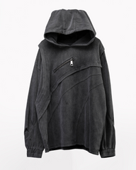 Street Vintage-Wash Patchwork Hoodie
