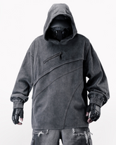 Street Vintage-Wash Patchwork Hoodie