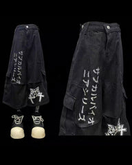 Street Washed Chains Denim Baggy Jorts