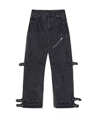Streetwear Bandage Zipper Y2K Punk Jeans