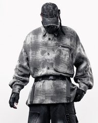 Streetwear Brushed Plaid Camo Shirt Jacket