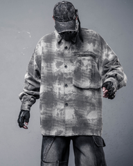 Streetwear Brushed Plaid Camo Shirt Jacket