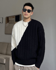 Streetwear Color Block Crewneck Sweater