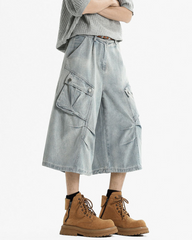 Streetwear Unisex Denim Cargo Shorts | Baggy Jorts