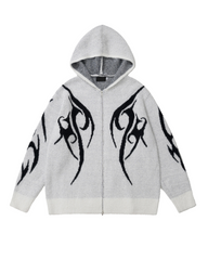 Streetwear Black Cardigan Sweater Hoodie