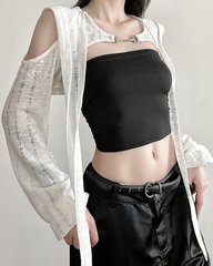 Streetwear Opium Style Hood Blouse Crop Top