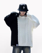 Streetwear Patchwork Color Block Sweater