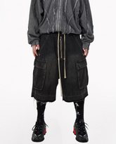 Streetwear Washed Raw Edge Cargo Baggy Jorts