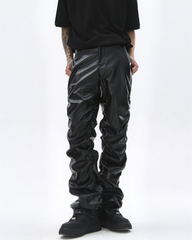 Opium Style Streetwear Y2K Aesthetic Pleated PU Pants