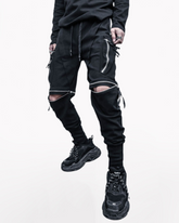 Streetwear Zipper Knee Cutout Cargo Pants