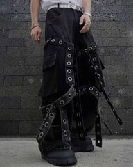 Streetwear Ribbon Multi-Pocket Cargo Pants
