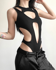 Black Cut-out Bodysuit