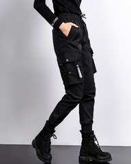 Black Slim Women Cargo Pants