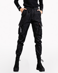 Black Slim Women Cargo Pants