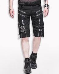 Black Zipper Punk Shorts