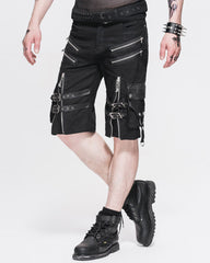 Black Zipper Punk Shorts
