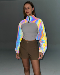 Colorful Reflective Short Jacket Top