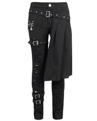 Detachable Skirt Panels Punk Pants