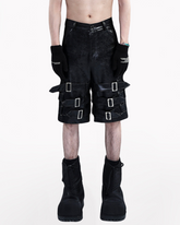 Heavy Buckled PU Leather Shorts