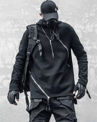 Irregular Double Zip Hoodie