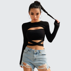 Cross Front Long Sleeve Top