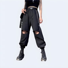 Techwear Women's Pants With Chain