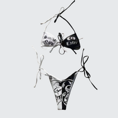 Goth Black And White Bikinis