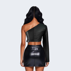 One Sleeve Black Top