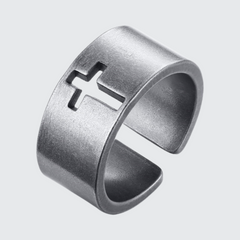 Silver Open Cross Ring