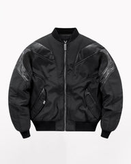 PU Patchwork Warm Bomber Jacket