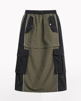 Vintage Patchwork Detachable Long Cargo Skirt