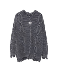 Vintage Twisted Flower Knit Washed Sweater