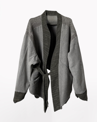 Wasteland Color-Block Loose Cotton Kimono Jacket