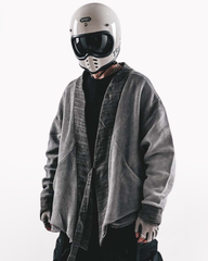 Wasteland Color-Block Loose Cotton Kimono Jacket